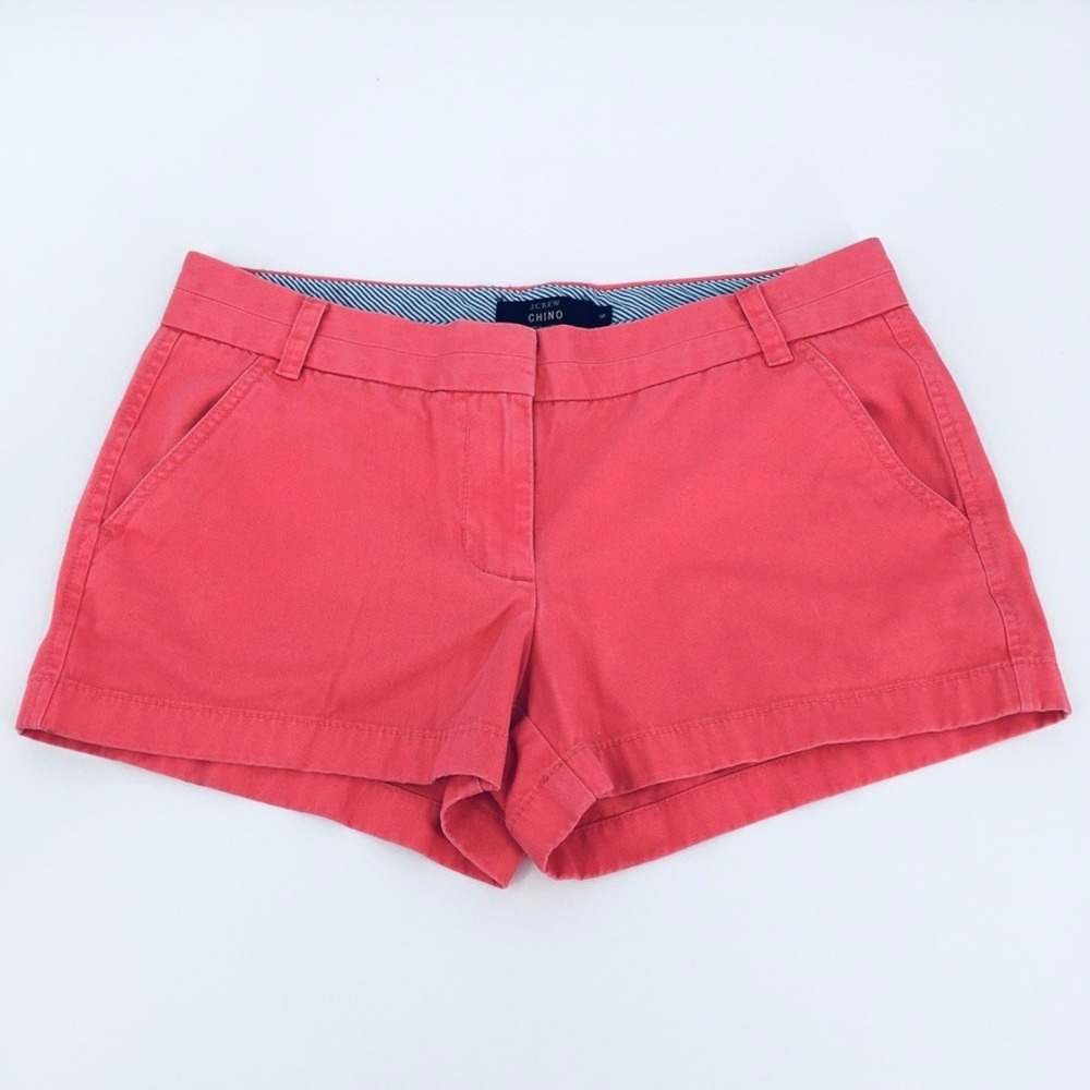 J.Crew Chino Mid Rise Cotton Shorts Womens 6 Pink‎ Coral Preppy Summer Coastal